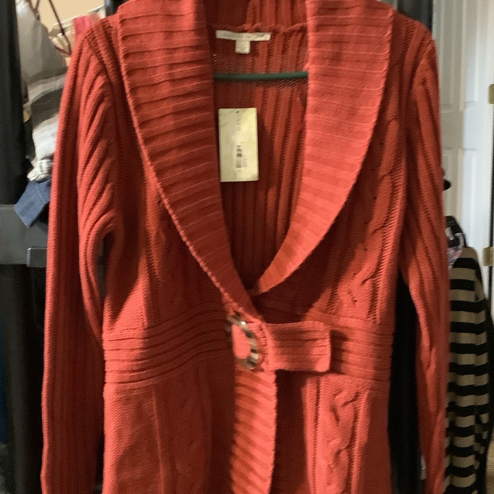 Carolyn‎ Taylor Rust Shawl Collar Cardigan